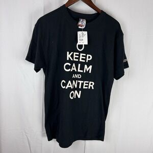 Keep Calm And Canter On Kentucky Black Medium T-Shirt Horse Riding Rider Derby